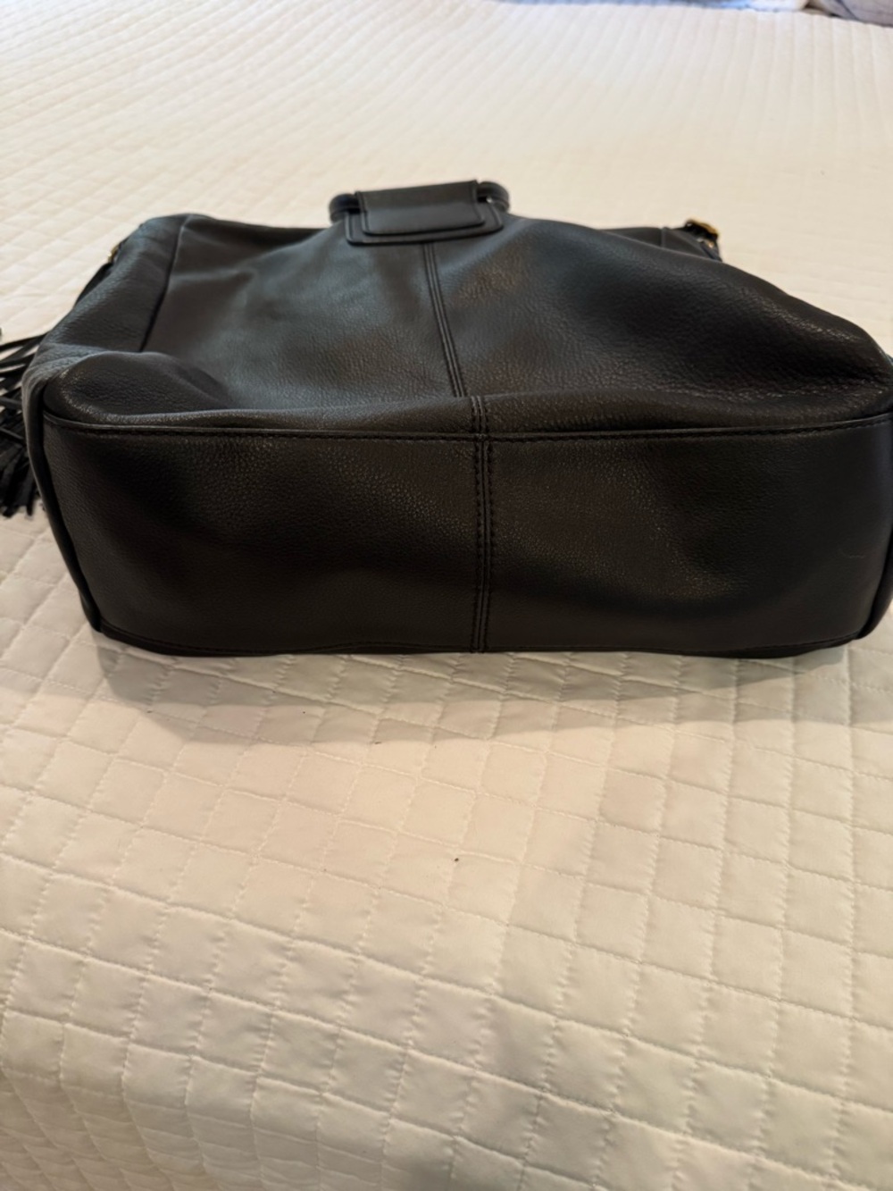 HOBO brand large Sheila satchel with tassel in matte black leather - Picture 4 of 7